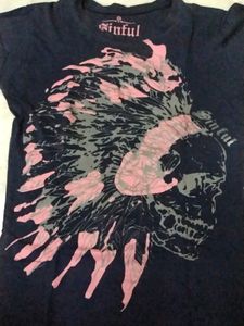 Sinful Blue Printed T Shirt For Unisex