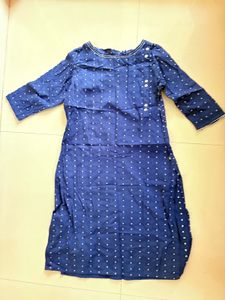 Navy Blue Polka Dot Kurti