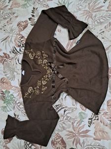 Y2K Vintage Brown Bow Crop Top