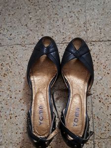 Black Open Toe Flats