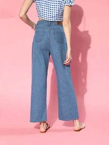 Heart Print Wide Leg Jeans
