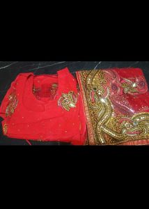 Embellished Gajari Colour Net Aur Crapeab