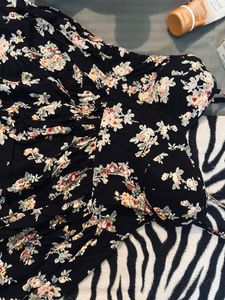 Black Floral Dress, Skater, Backless &amp; Padded