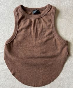 Brown Ribbed Tank Top