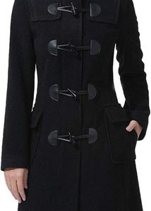 Hooded Toggle Duffle Wool Coat for Women