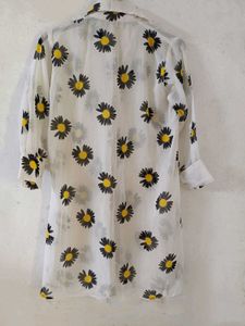 Daisy Print Sheer Jacket For Woman