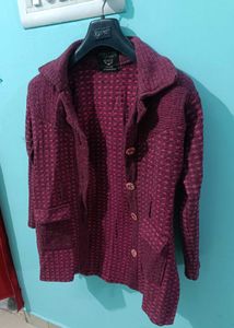 Burgundy Knit Coat