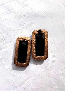 Black Rectangular Stud Earrings