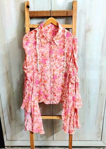 Floral Ruffle Sleeve Blouse size-46