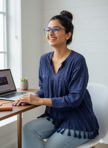 💙Boho Chic,Effortless Fit|NEXT Navy Tassel Tunic✨