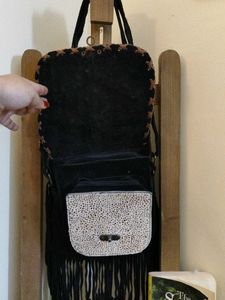 patchwork leather sling