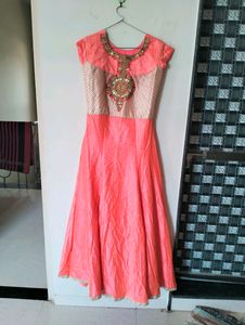 orange​/​pink anarkhali With Dupatta And Bottom