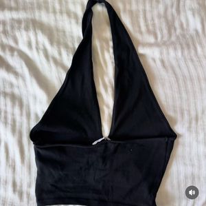 Black Halter Neck Cropped Top