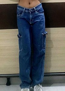Blue Denim Cargo Jeans