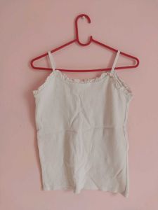 White Ruffle Tank Top