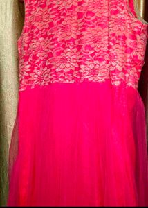 Women Pretty Rose Pink Net Gown