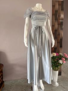 grey satin lux gown