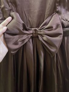 Elegant Brown Dress with Bow Detail