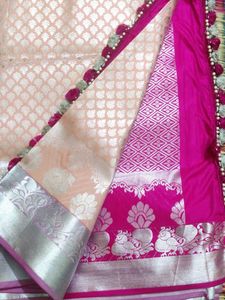 Elegant Pink and Peach Saree