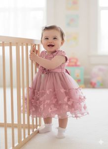 Pink Butterfly Princess Tulle Dress - Party Wear