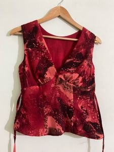 Elegant Vintage Red Sleeveless Top