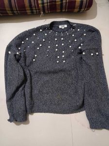 Pearl Embellished Knit Sweater