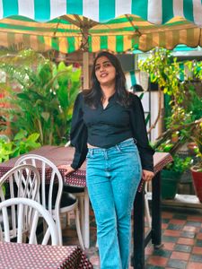 Black gathered crop top