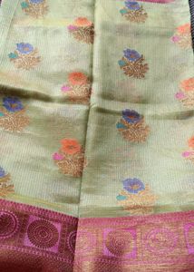 Pista Green Beautiful Chanderi Silk Saree🤩