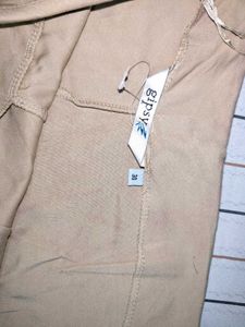 Khaki Pants Woman With Side Zip