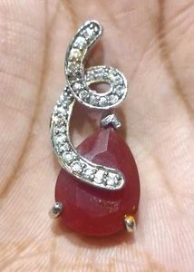 Ruby Drop American Diamod Earrings Pendant Set