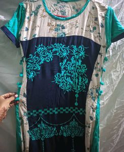 Blue Green Round Stylish Dress