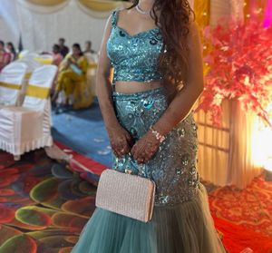 Aqua Sequin Lehenga Choli