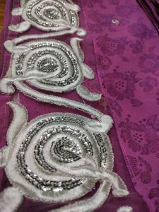 Pink Sareee With White Border