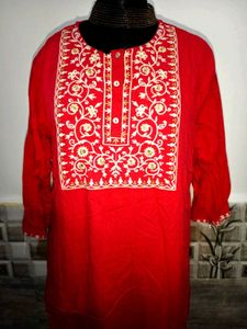 🎁Buy 2, Get 2 Free🎁XL/XXL Red Embroidered Kurta