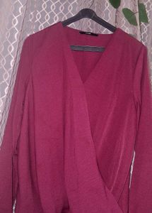 Burgundy Wrap Blouse