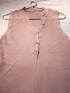 Baby Pink V Neck Top