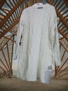 White Knit Cardigan Sweater