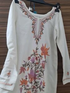 Embroidered White Kashmiri embroidery suit