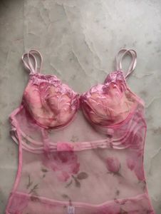 Pink Net Corset Style Bodysuit