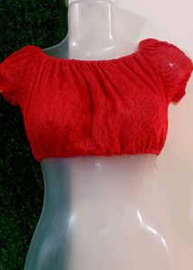Red Lace Crop Top