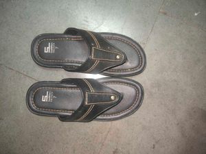 Black Leather Flip Flops
