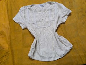 Embroided White A Line Top