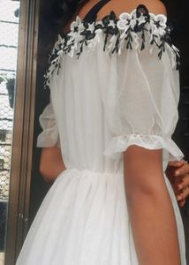 White Off-Shoulder Floral Dress