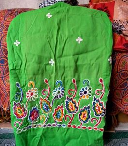 Green Embroidered Fabric Kurti