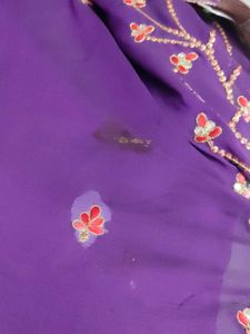 Purple Embroidered Saree