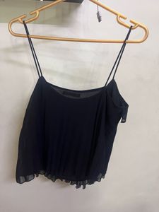 Mango Black Ruffle Cami Top