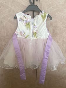 Lavendar Floral Frill Frock For 6M Babygirl