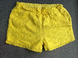 Yellow Embroidered Shorts