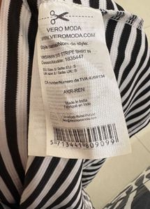 Blue &amp; White Striped Vero Moda Korean-Style Collar