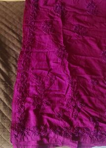 Dark Wine Heavy Work Lucknowi Kurti